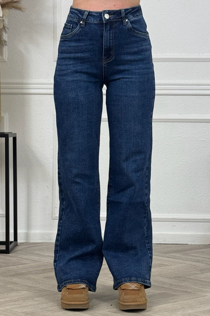 Inès™ | Jean Évasé Taille Haute – Bleu Royal