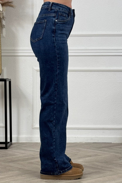 Inès™ | Jean Évasé Taille Haute – Bleu Royal