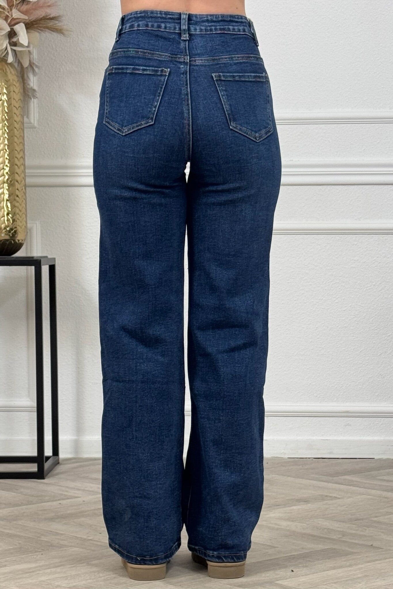 Inès™ | Jean Évasé Taille Haute – Bleu Royal