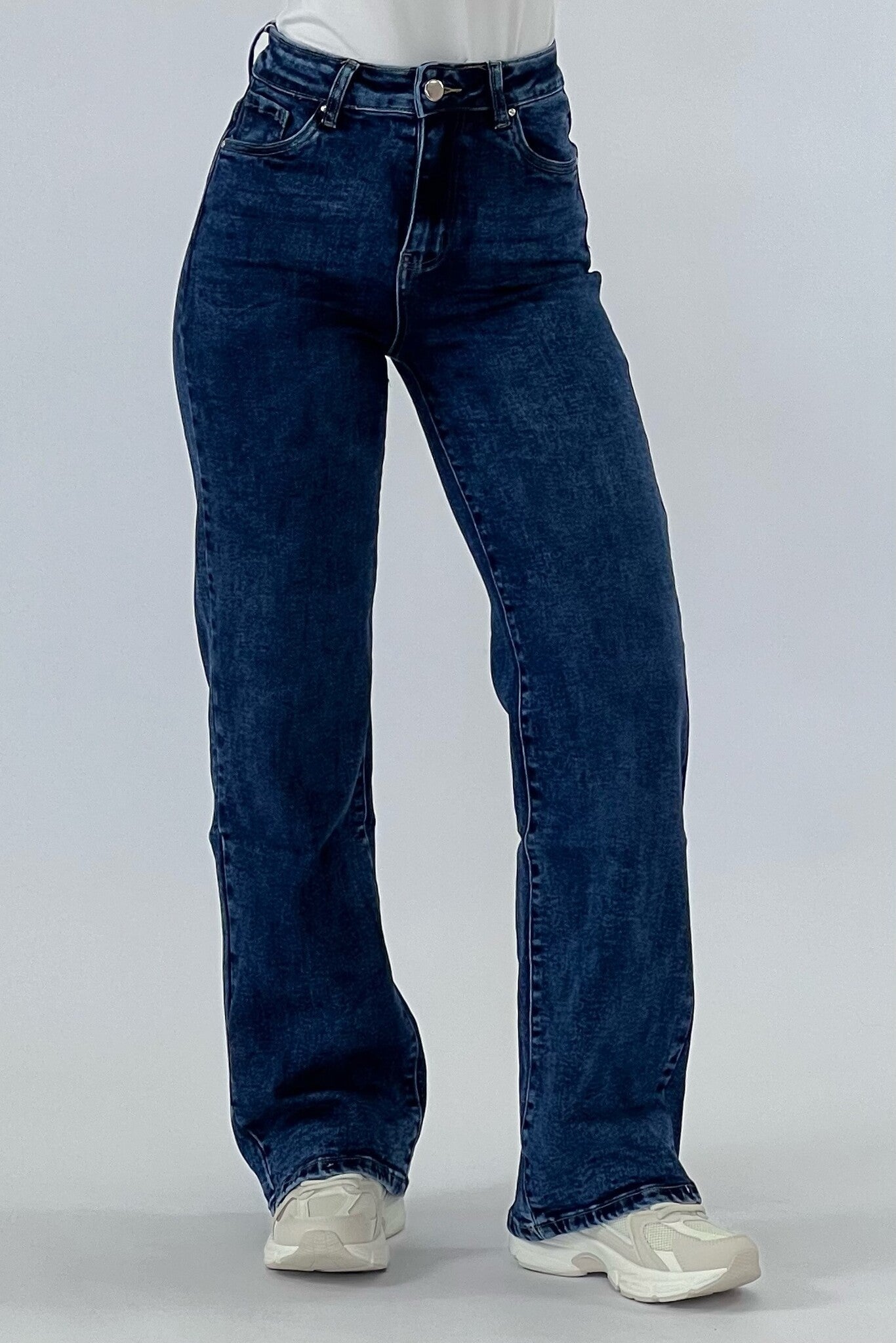 Inès™ | Jean Évasé Taille Haute – Bleu Royal